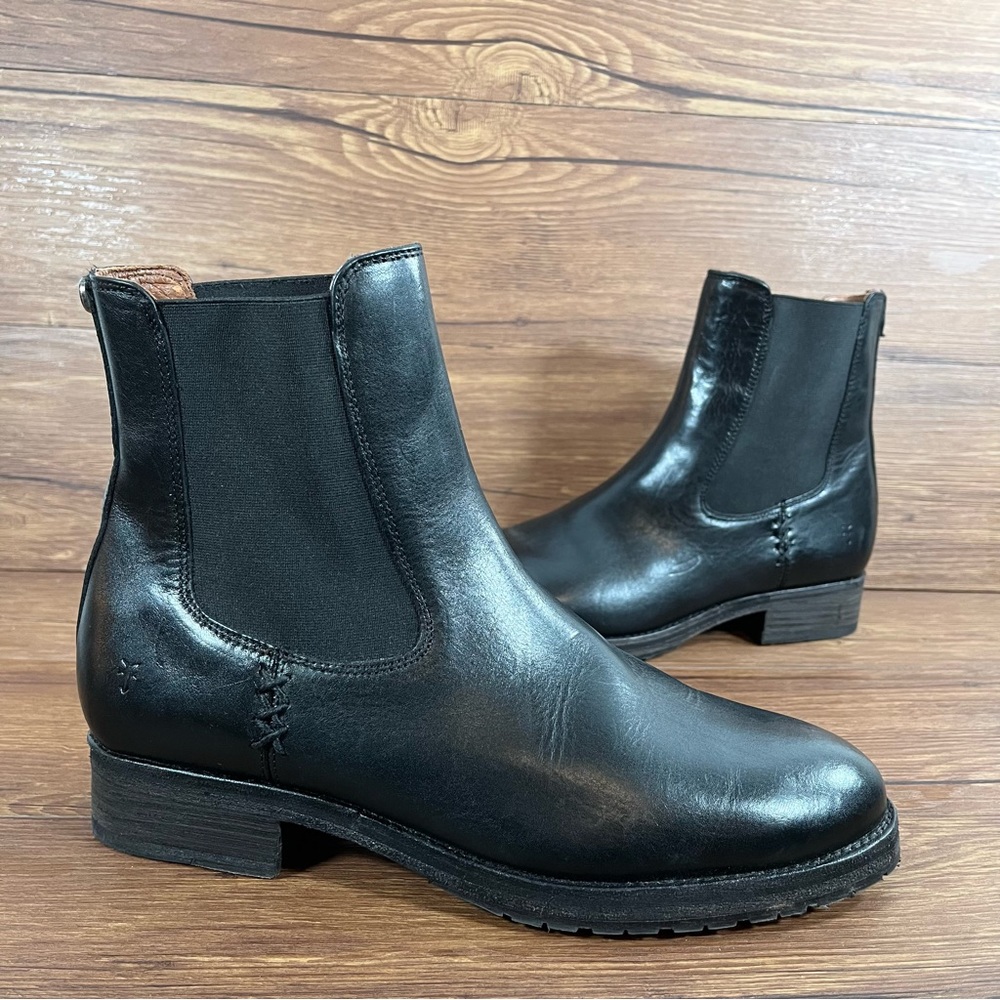 Frye Melissa Chelsea Black Leather Boots Women’s Size 10